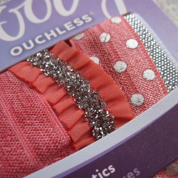 5 Goody Ribbon Elastics Shiny Pink White Spring - Picture 2 of 14